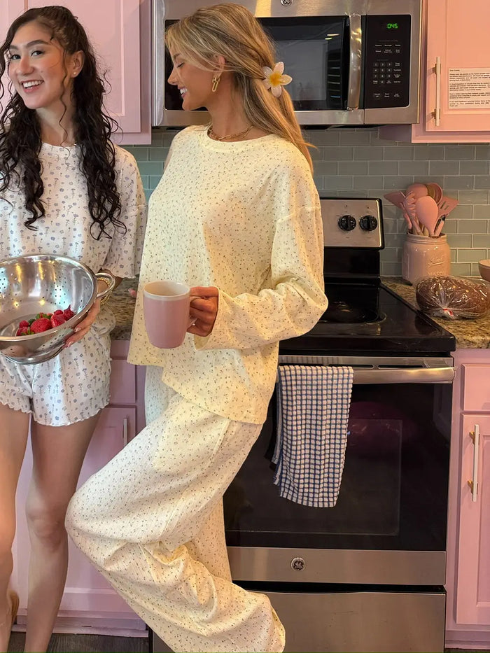 Lemon Floral Pajama Pants