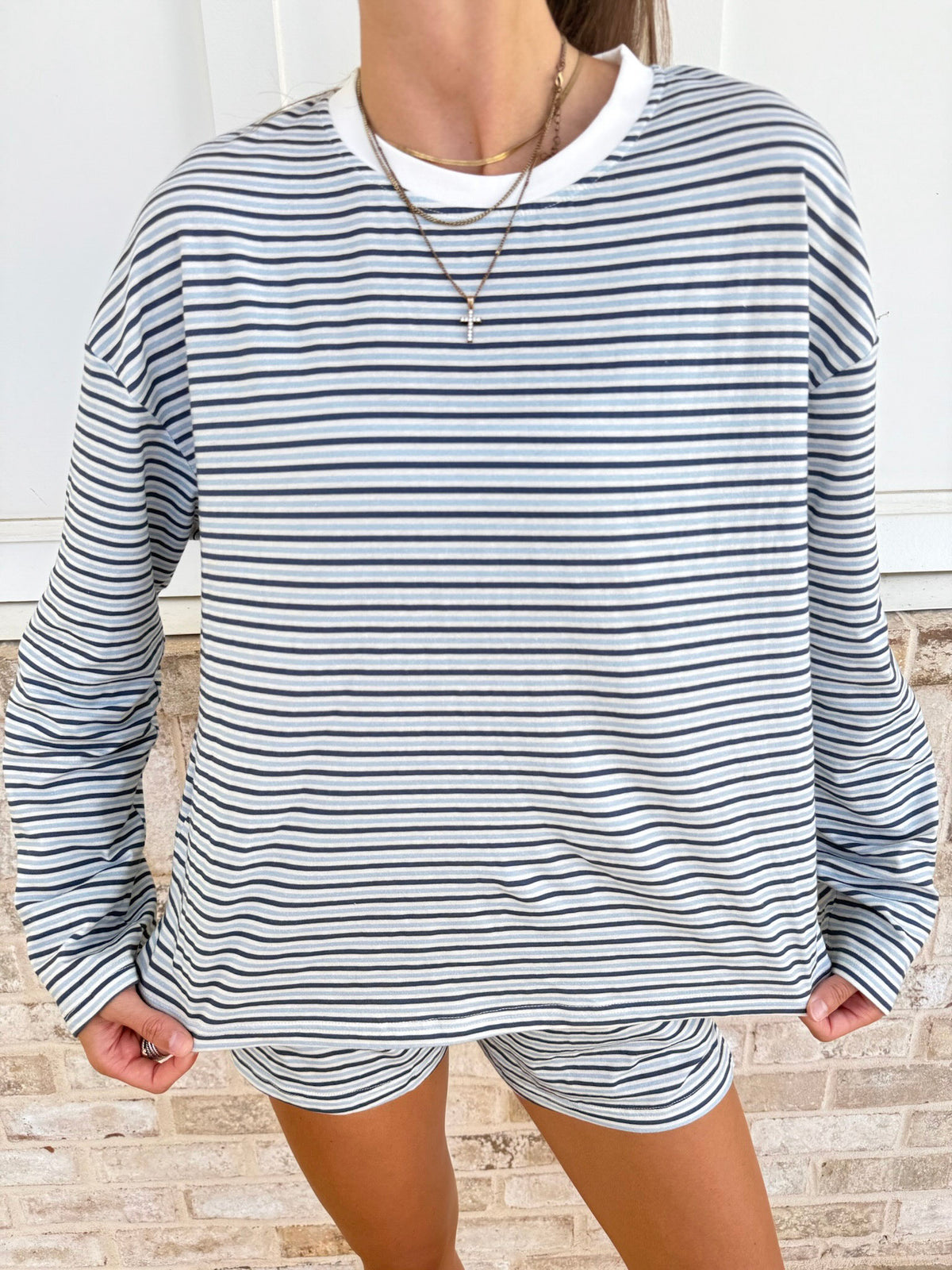 Ella Striped Oversized Loungewear Long Sleeve Top