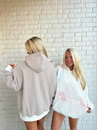 Brown and White Big Striped Hoodie