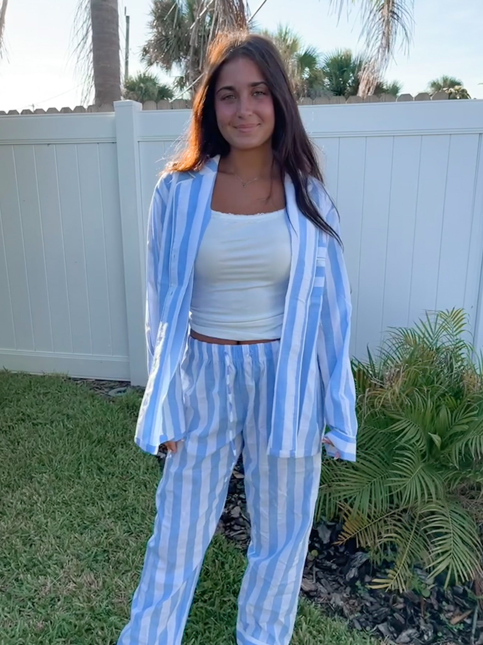 A Day In Greece Striped Pajama Top