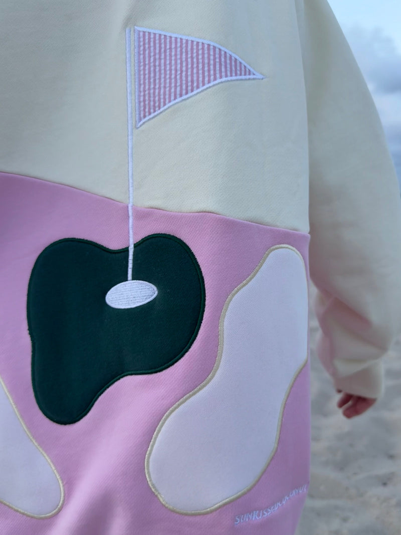Golfing On The Green Mockneck Sweatshirt 100% Cotton