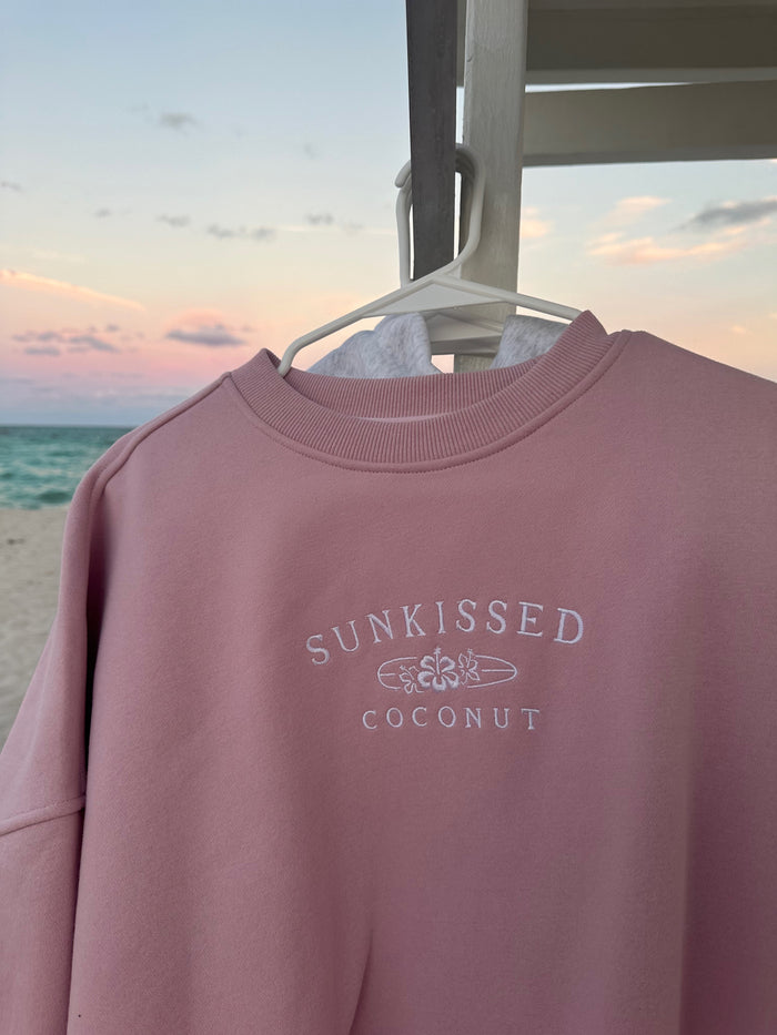 Mauve Mist Sunkissedcoconut Logo Embroider Sweatshirt
