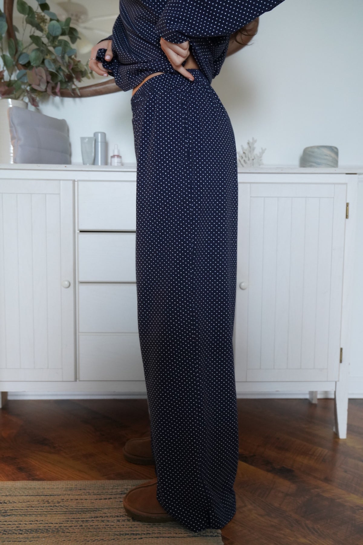 Navy Blue Polka Dot Loungewear Pants