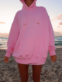 Lottie Pink Bikini Beaded Ocean Hoodie 100% Cotton