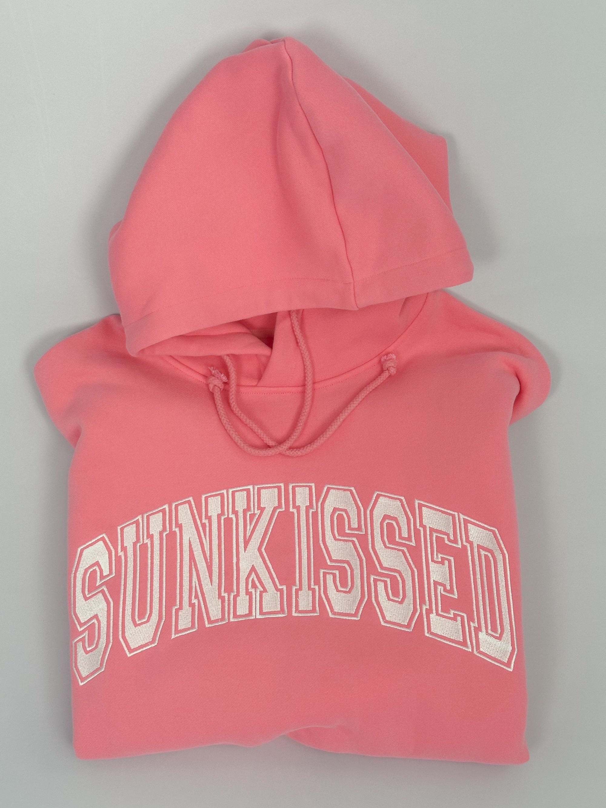 Hibiscus Pink Sunkissed Varsity Embroider Hoodie