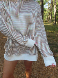 Brown and White Big Striped Hoodie