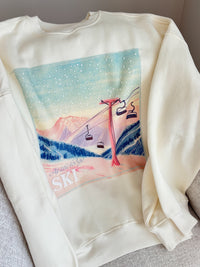 Ivory At The Lodge Ski Puff Print Sweatshirt