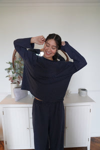 Navy Blue Polka Dot Loungewear Pants