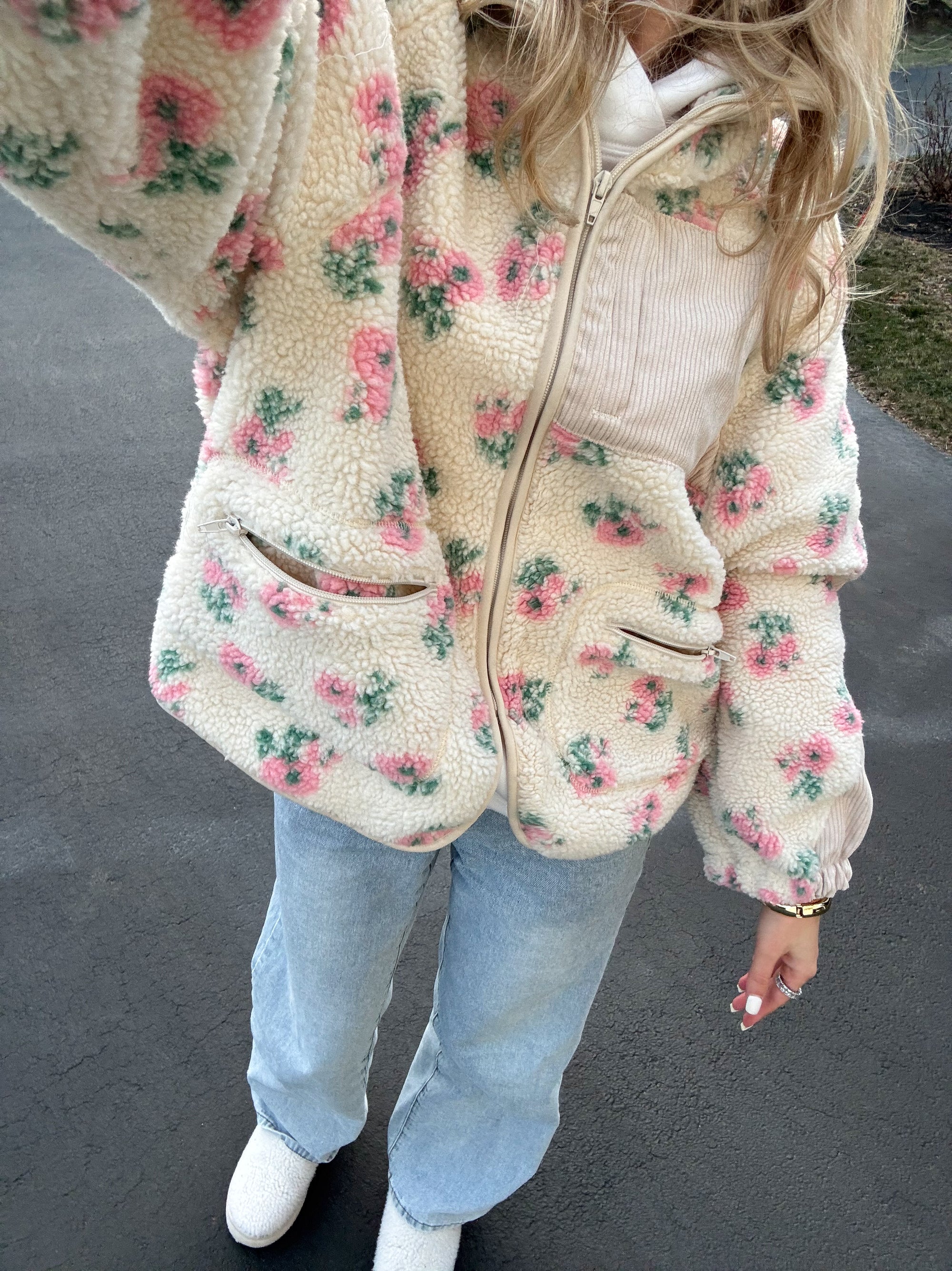 Cornelia Street Floral Sherpa Jacket