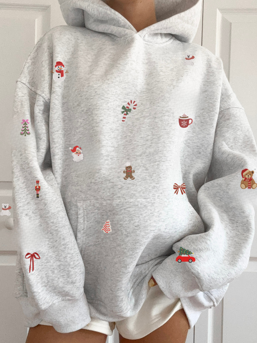 Christmas Symbols Embroidered Hoodie
