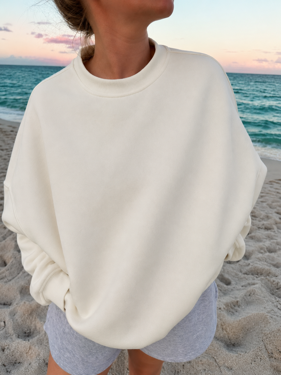 Ivory Basic Blank Sweatshirt