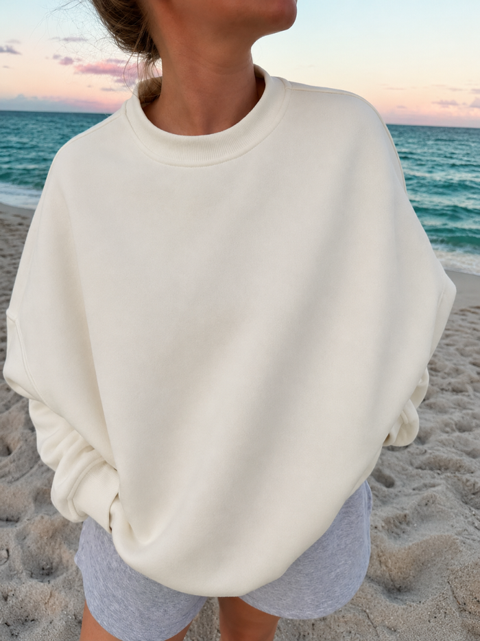 Ivory Basic Blank Sweatshirt