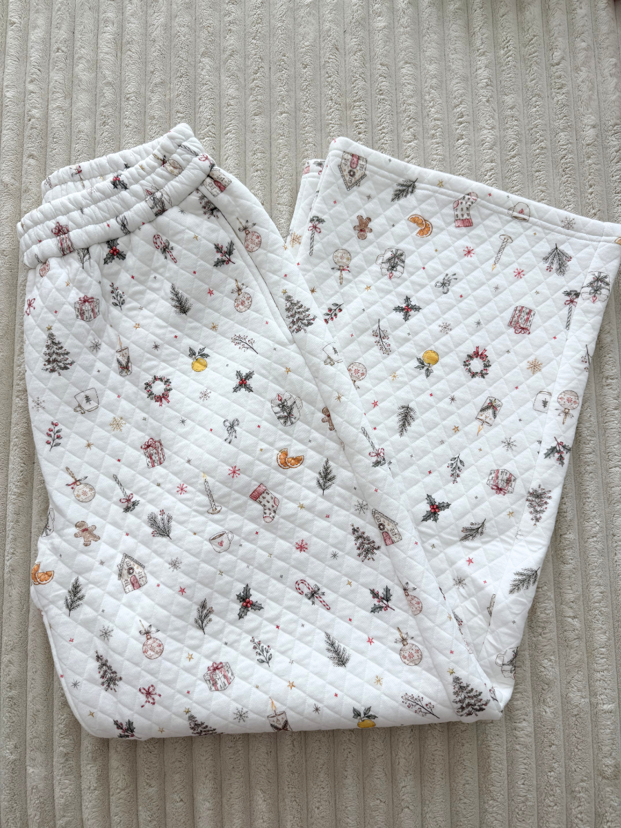 A Cottage Christmas Icons Quilted Flare Sweatpants