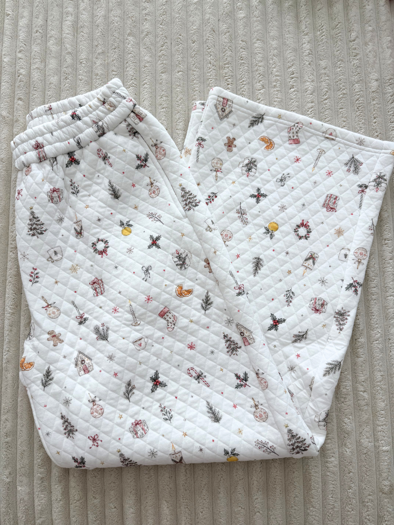 A Cottage Christmas Icons Quilted Flare Sweatpants