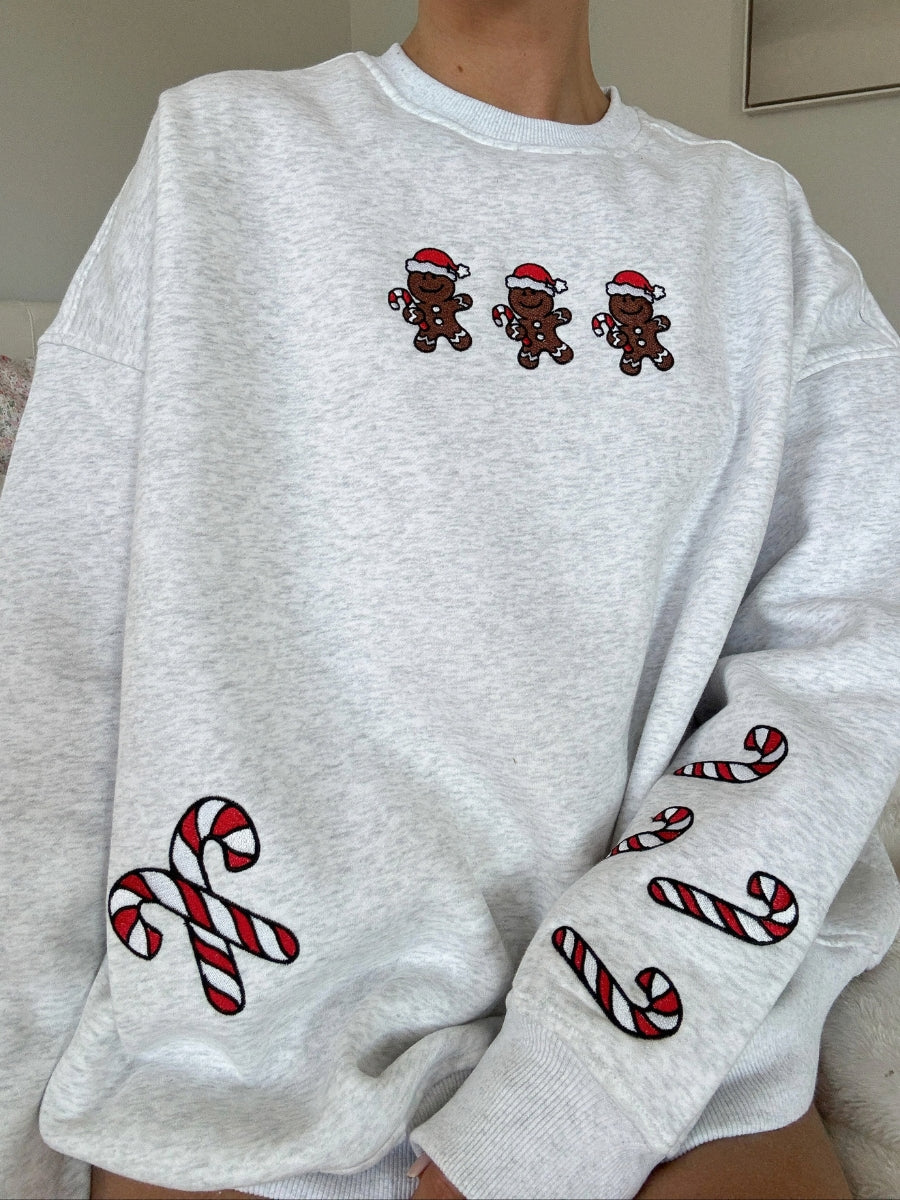 Gingerbread Recipe Christmas Embroider Sweatshirt