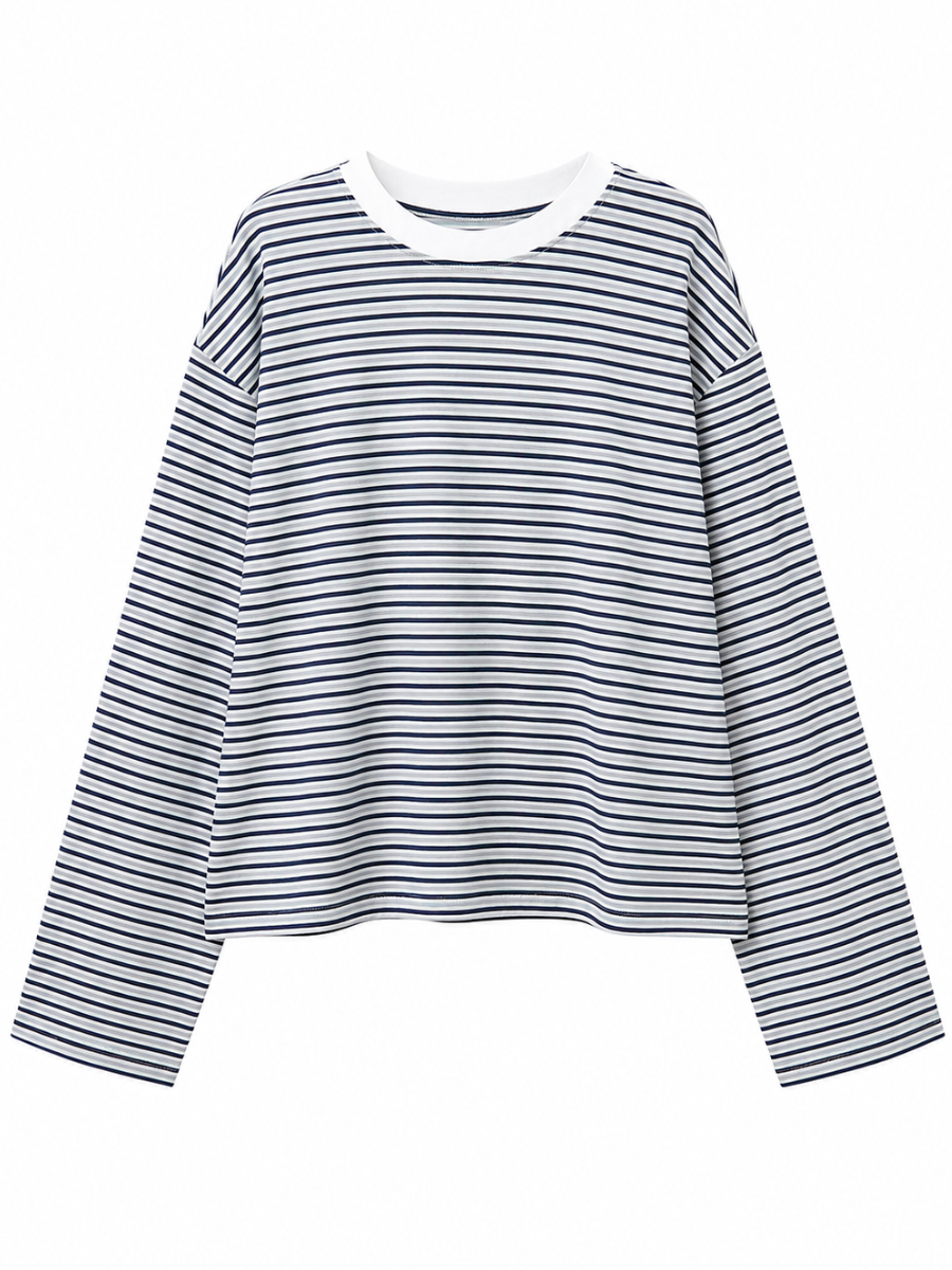 Ella Striped Oversized Loungewear Long Sleeve Top