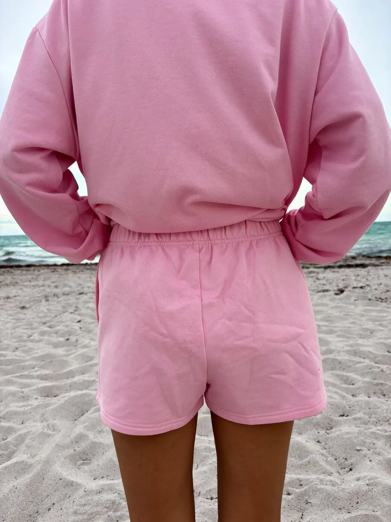 Lottie Pink Embroidered Sweat Shorts 100% Cotton