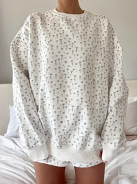 White Ditsy Blue Floral Sweatshirt