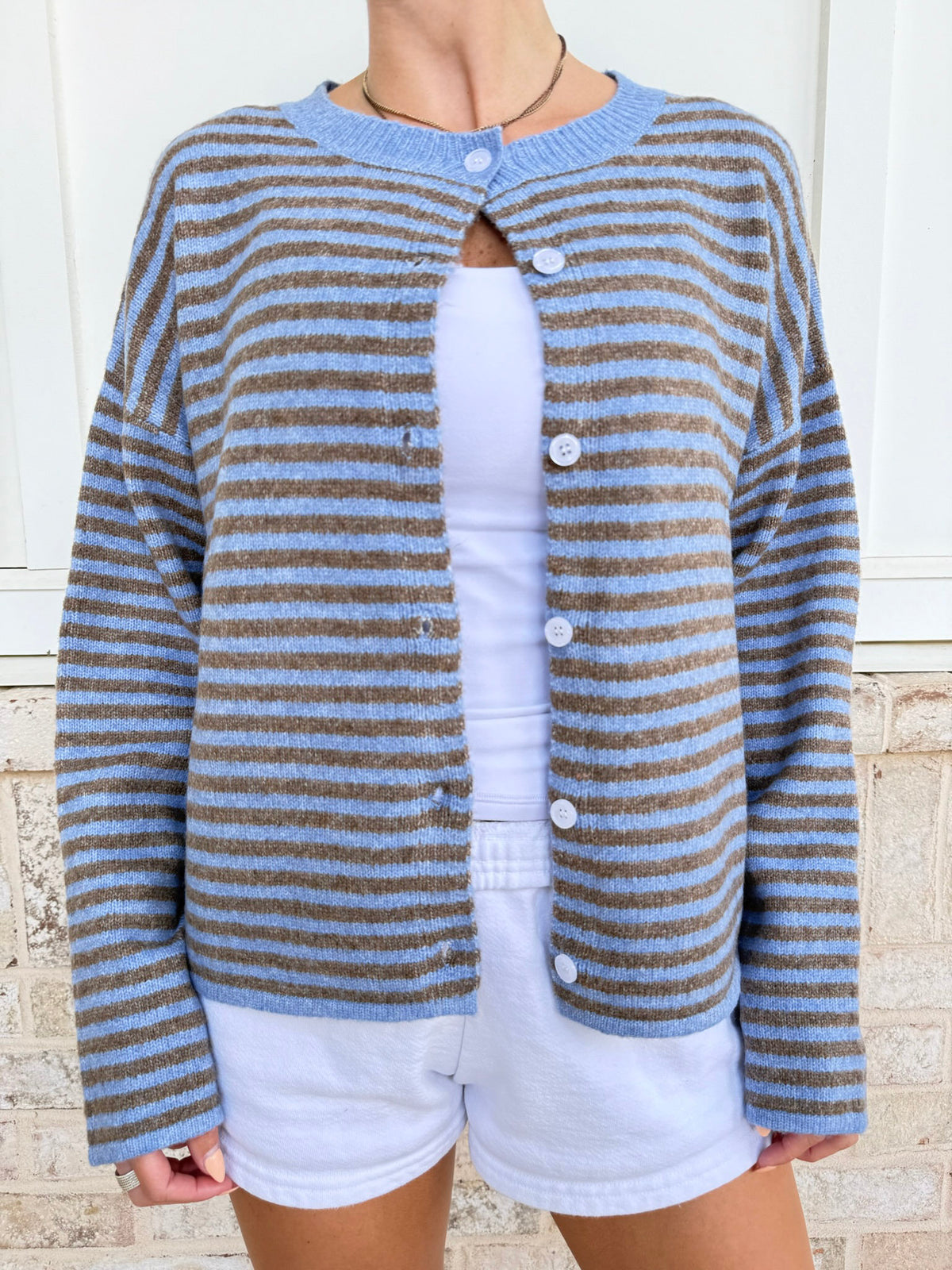 Striped Button-Up Cardigan