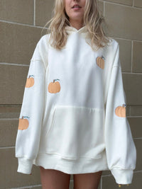 Pumpkins All Over Fall Embroider Hoodie