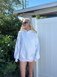 Pearl Grey Tropical Palms Hoodie