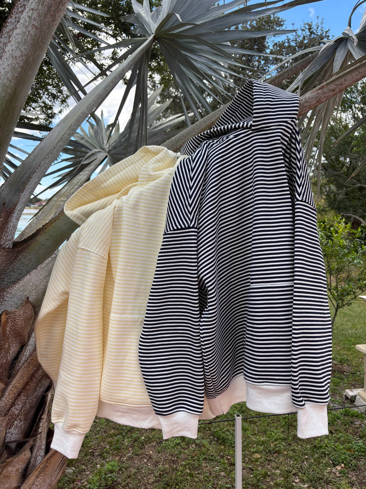 Baby Yellow and White Big Striped Hoodie