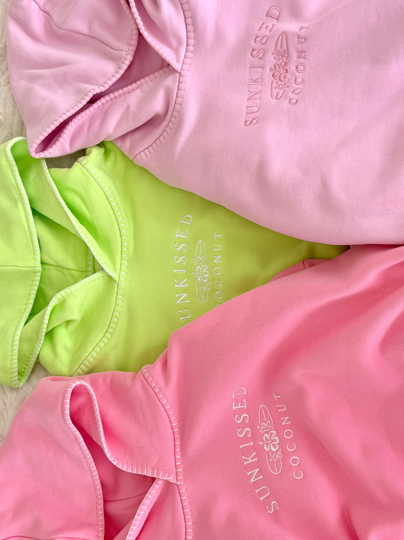 Cotton Candy Stitched Sunkissedcoconut Logo Hoodie 100% Cotton