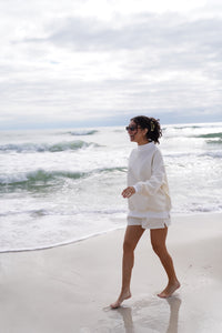 Baby Yellow and White Big Striped Mockneck Sweatshirt