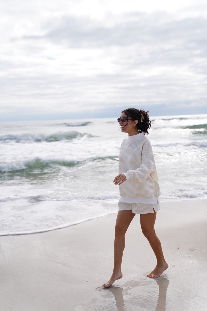 Baby Yellow and White Big Striped Shorts
