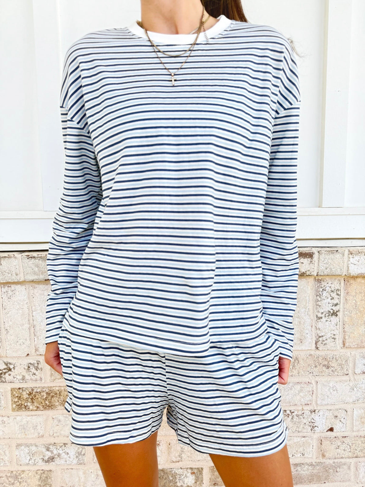 Ella Striped Oversized Loungewear Long Sleeve Top