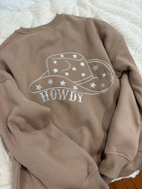 Cappuccino Howdy Embroider Sweatshirt