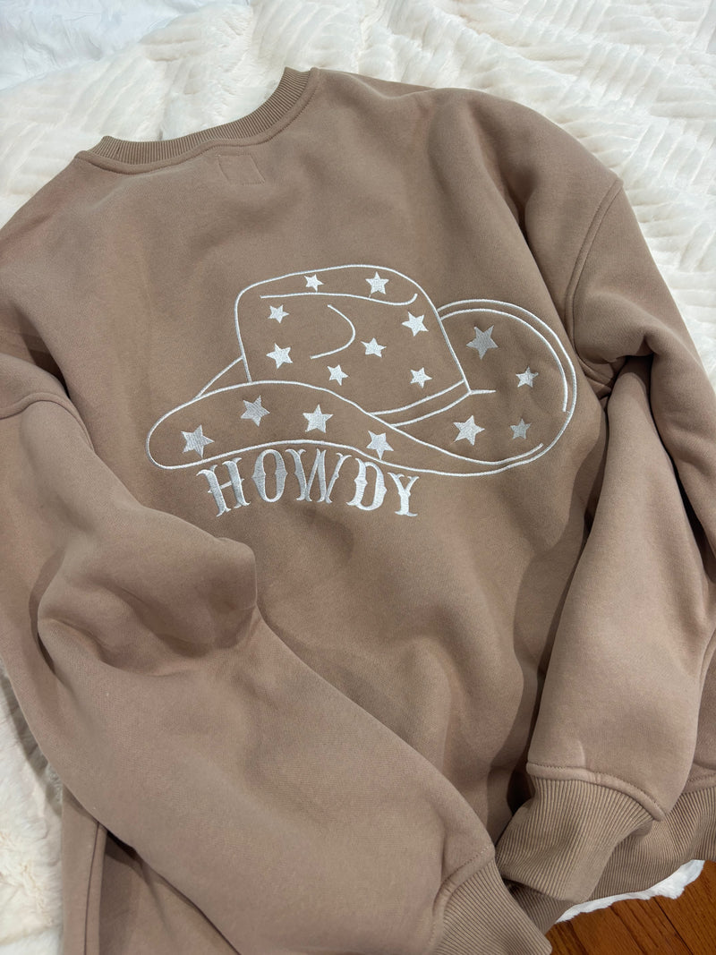 Cappuccino Howdy Embroider Sweatshirt