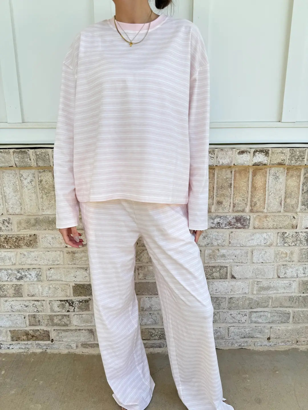 Soft Pink Billie Striped Loungewear Pants