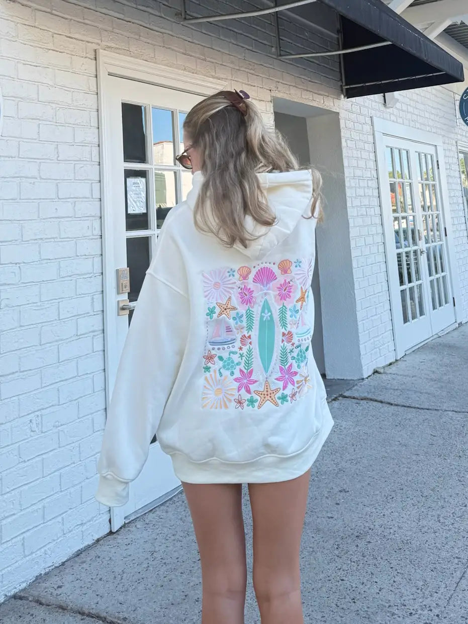 Detailed Surfboard Embroidered Hoodie