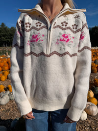 Creme Ginger Snap Quarter Zip Sweater