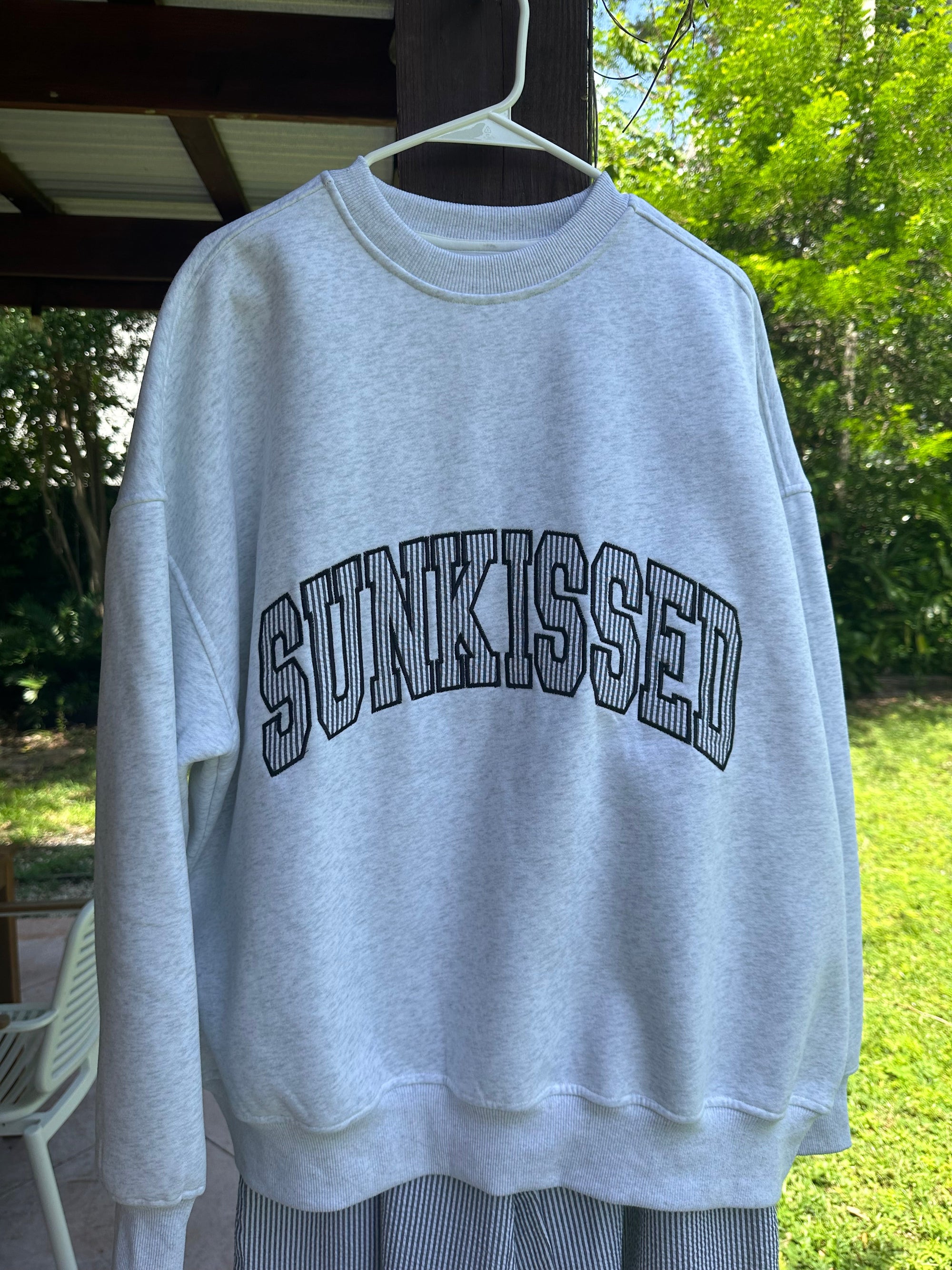 Black Seersucker Stripe Preppy Sunkissed Sweatshirt