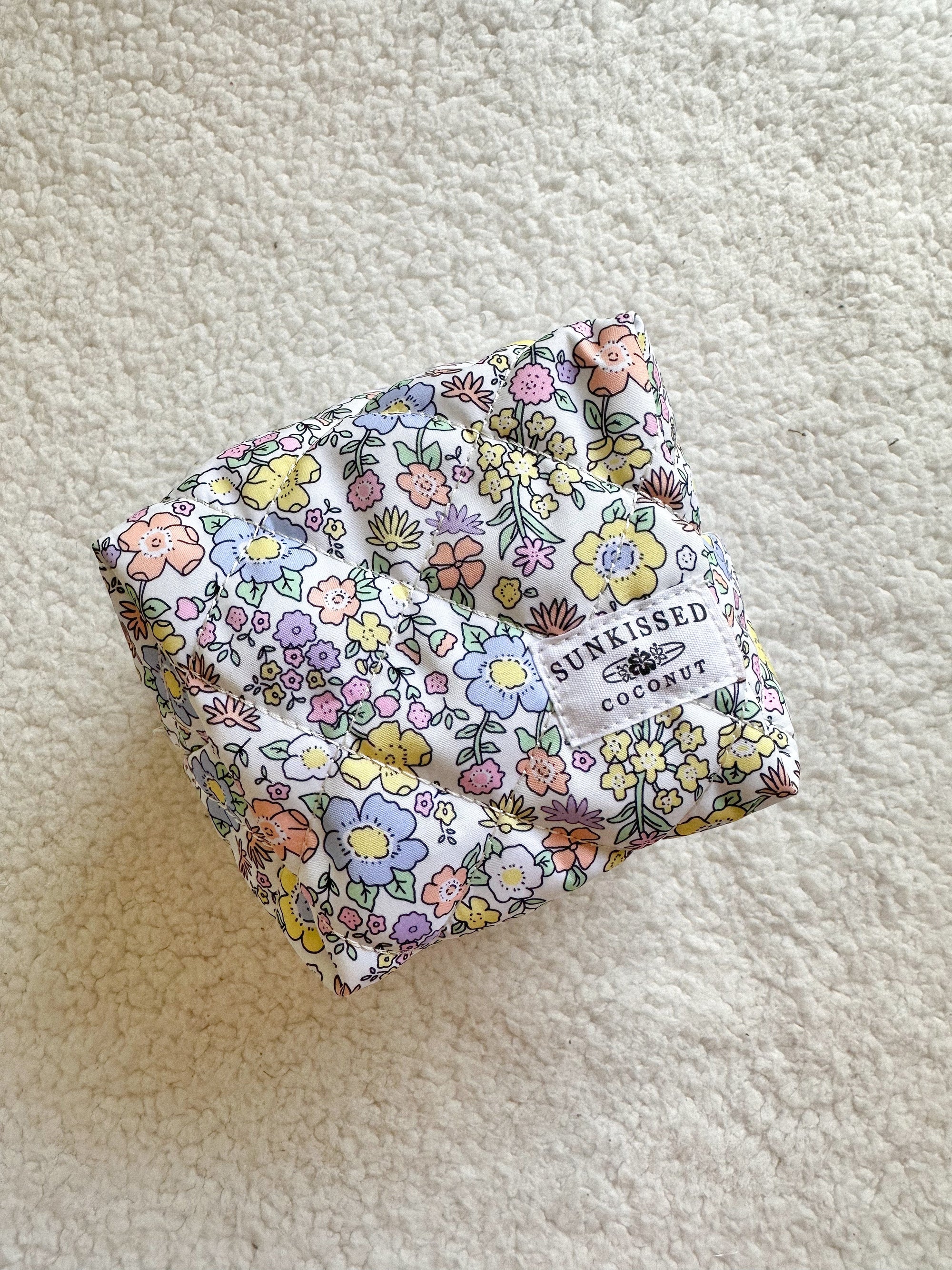 Pastel Mini Flower Quilted Handmade Makeup Bag