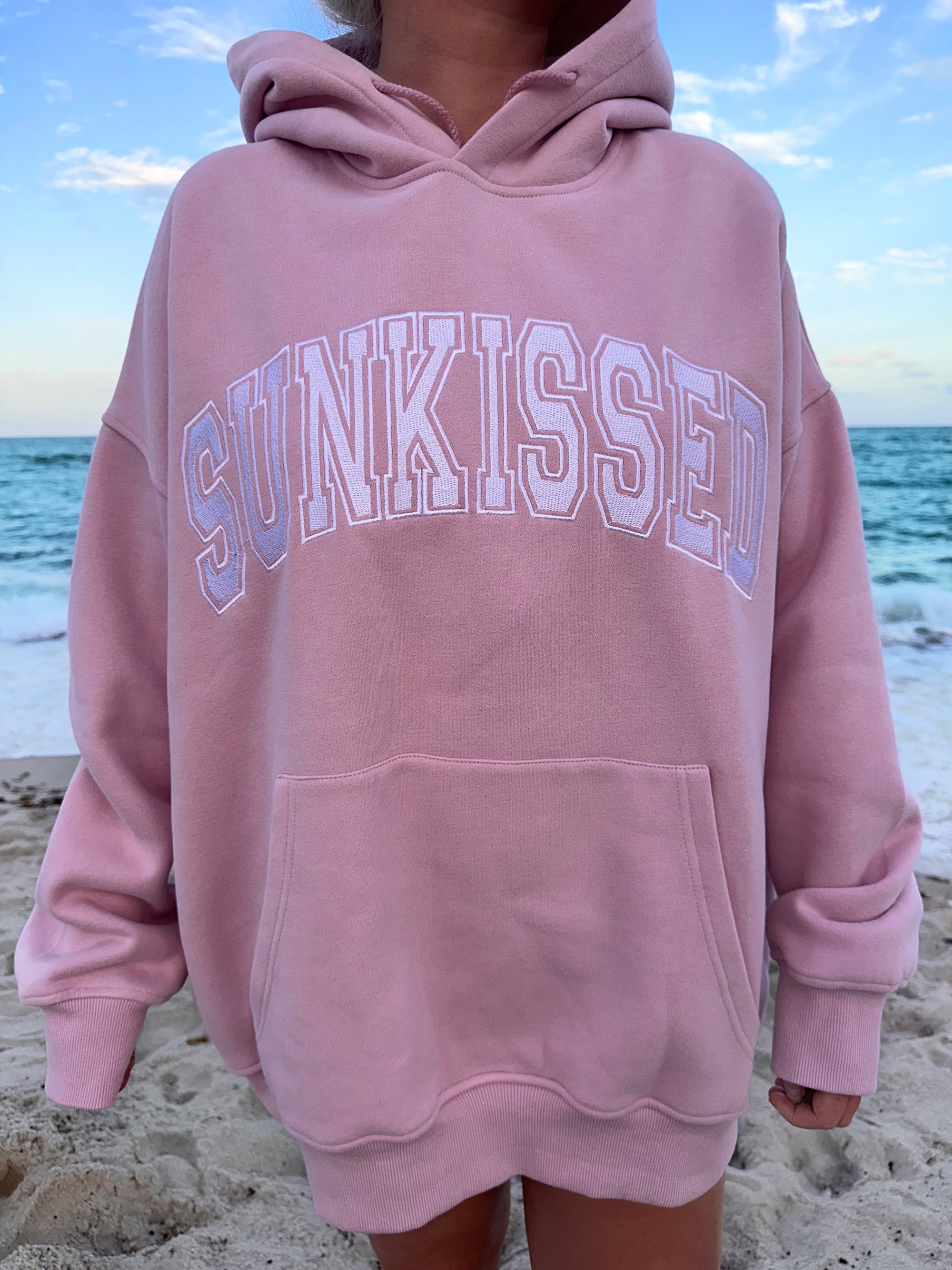 Mauve Mist Varsity Embroider Hoodie