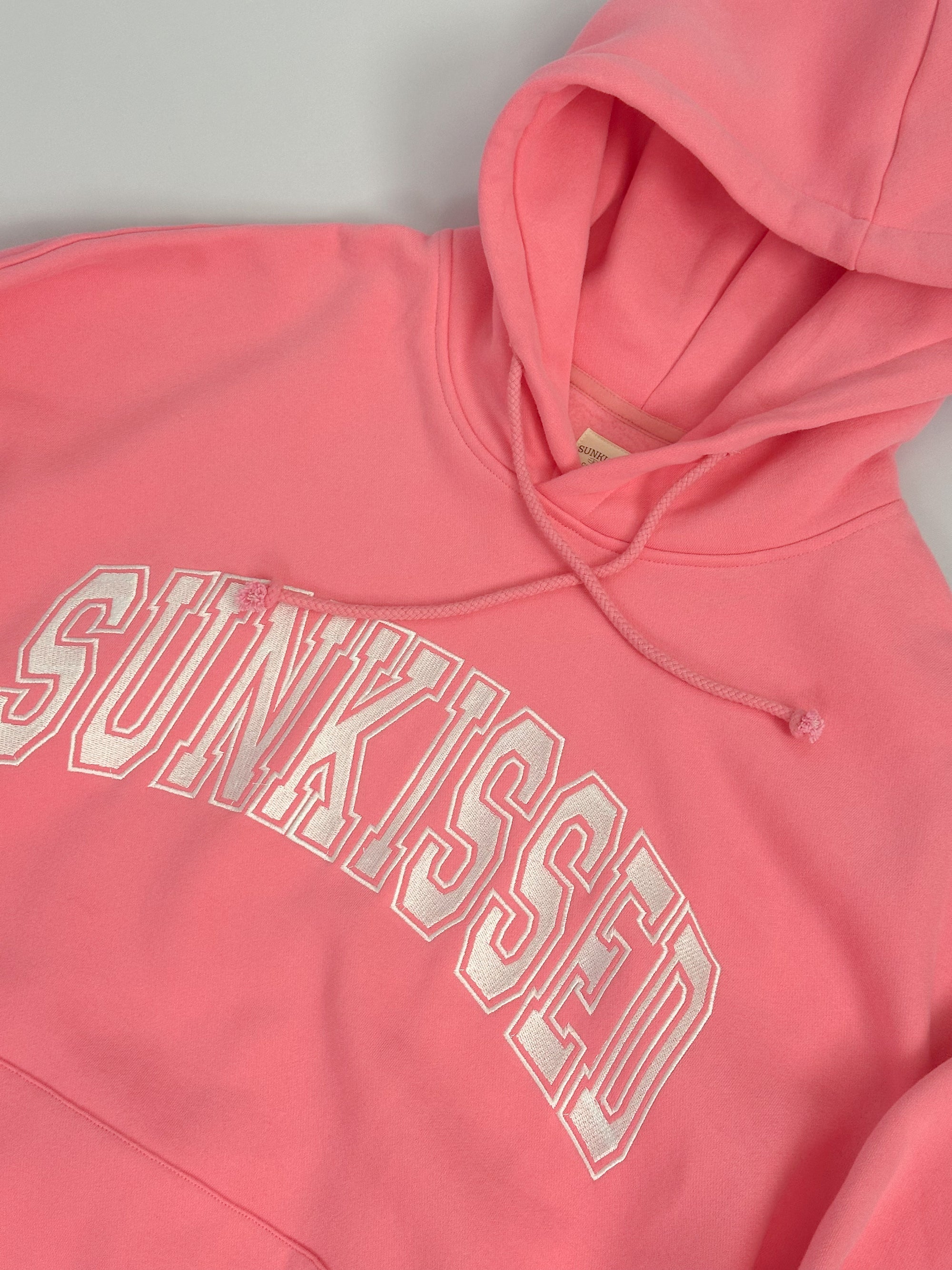 Hibiscus Pink Sunkissed Varsity Embroider Hoodie