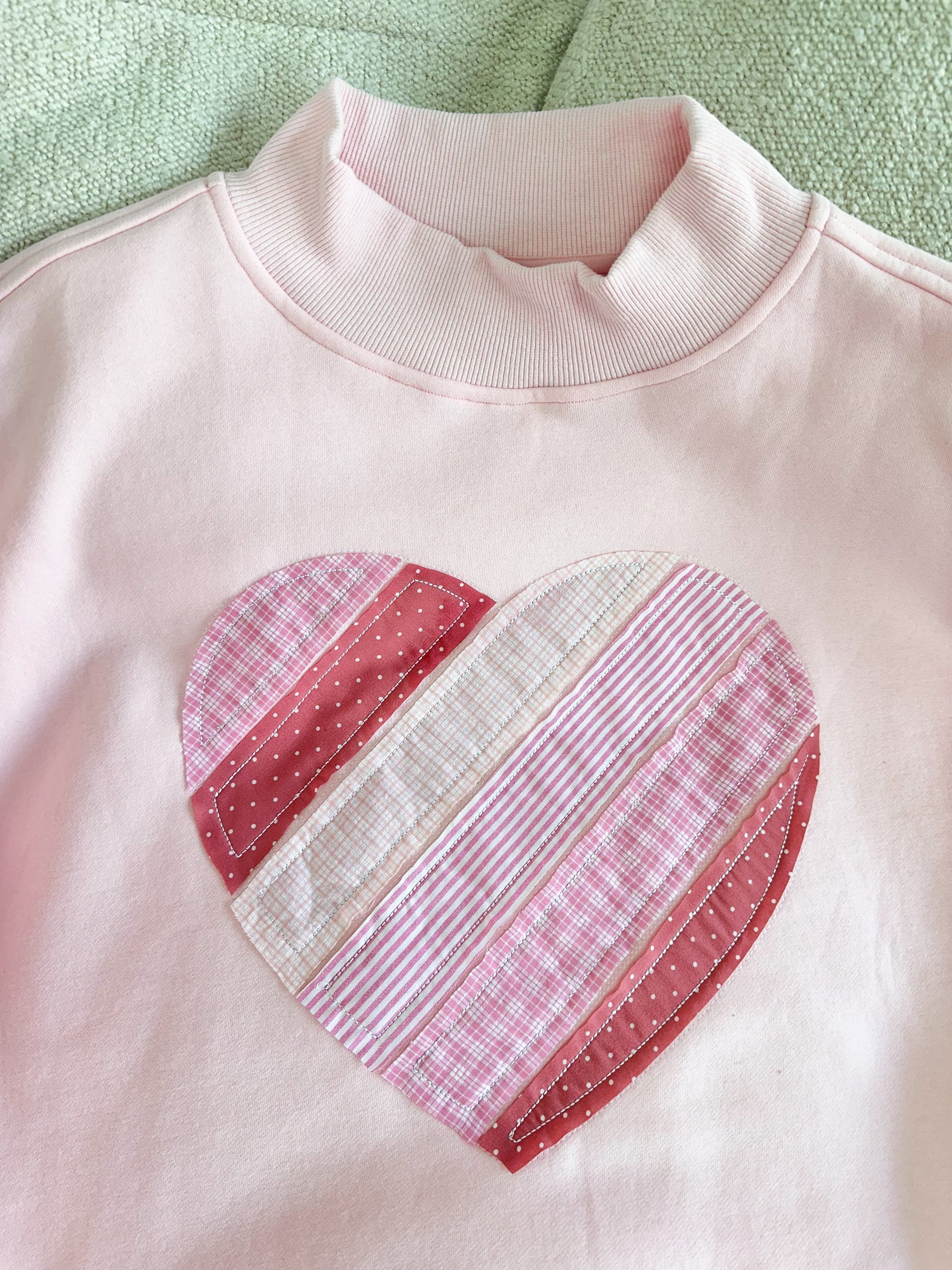 Light Pink Heart Mockneck Sweatshirt