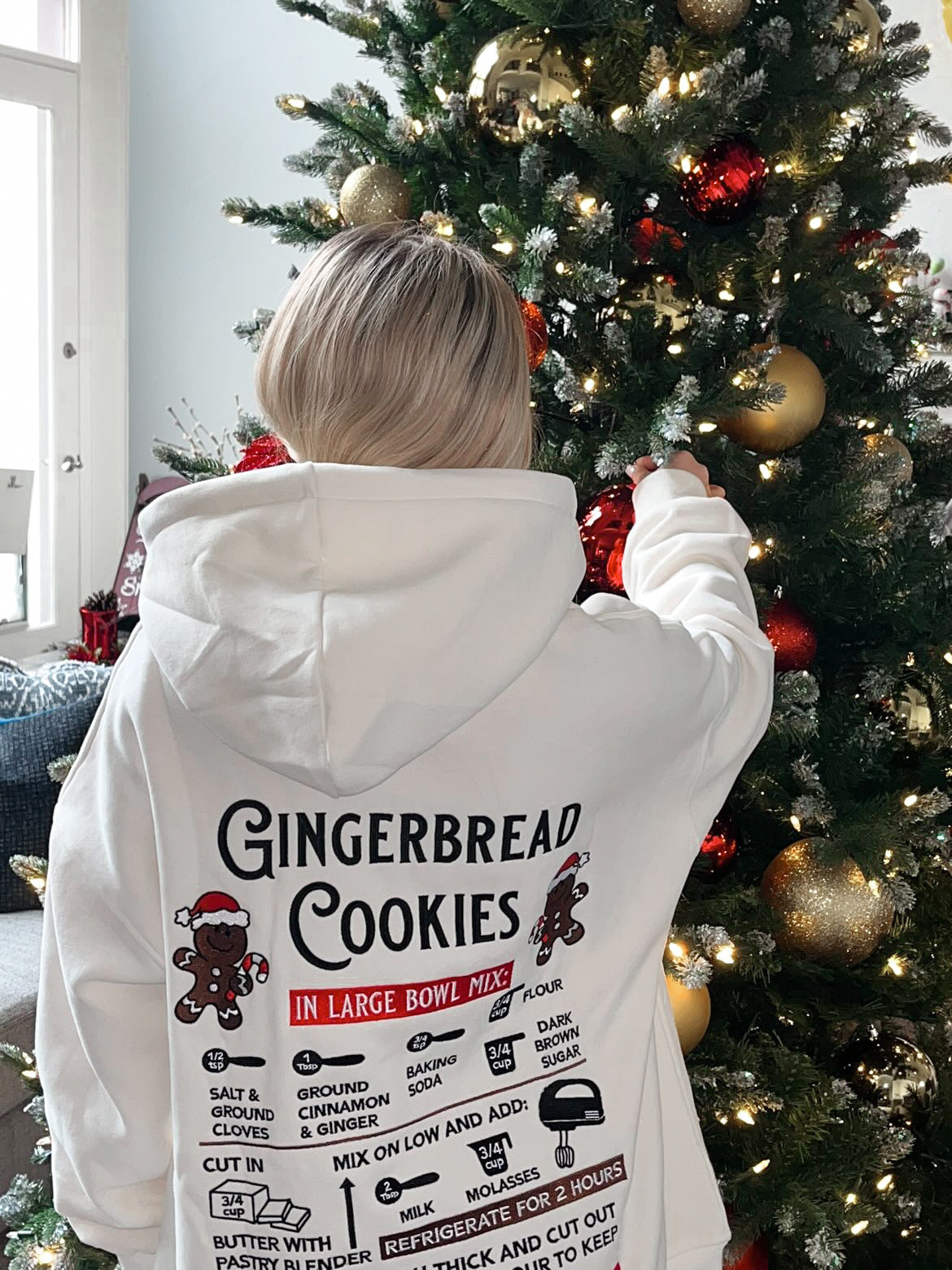 Ivory Gingerbread Recipe Christmas Embroider Hoodie