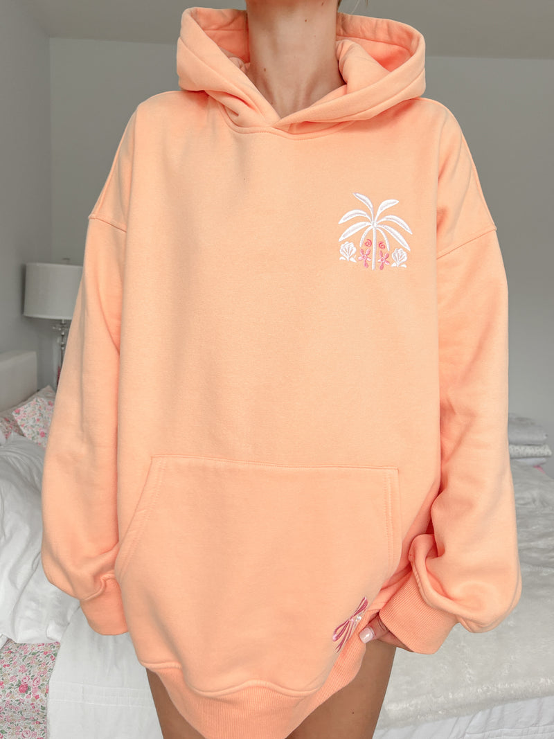 Sherbet Orange Tropical Palms Hoodie