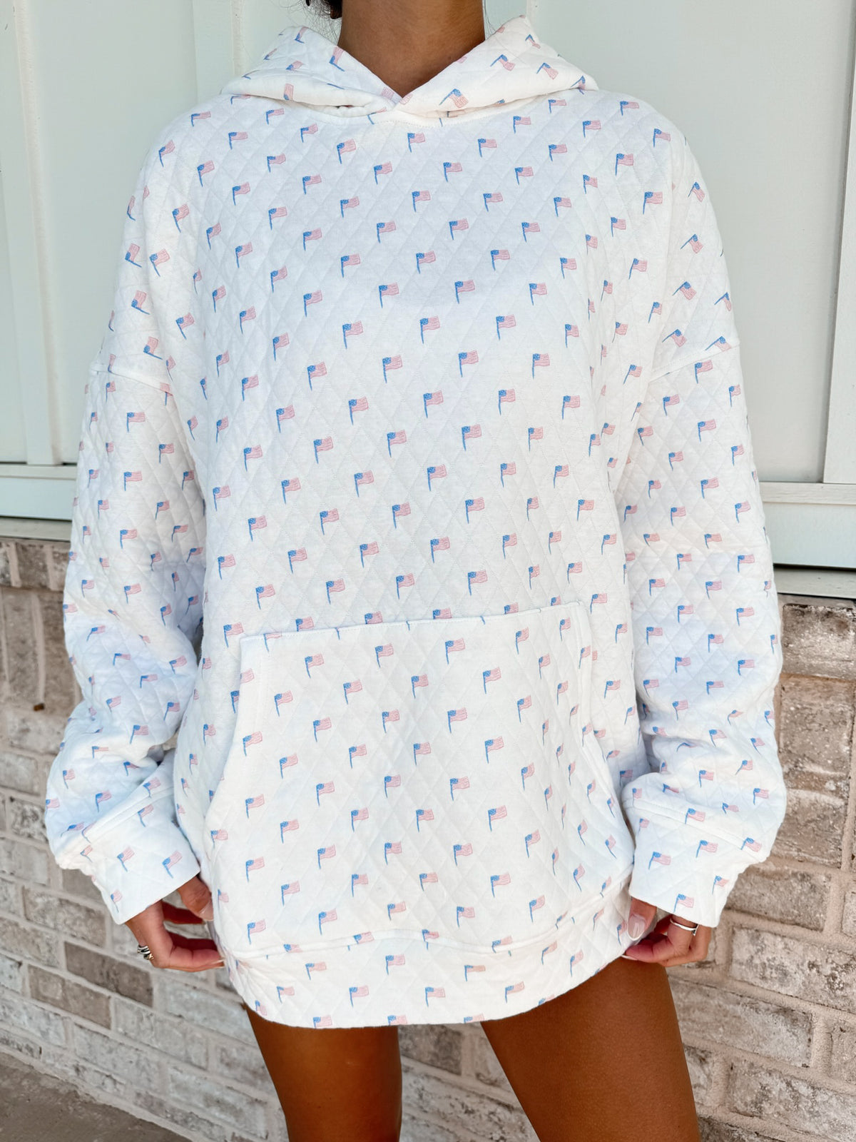 American Flag Quilted Hoodie