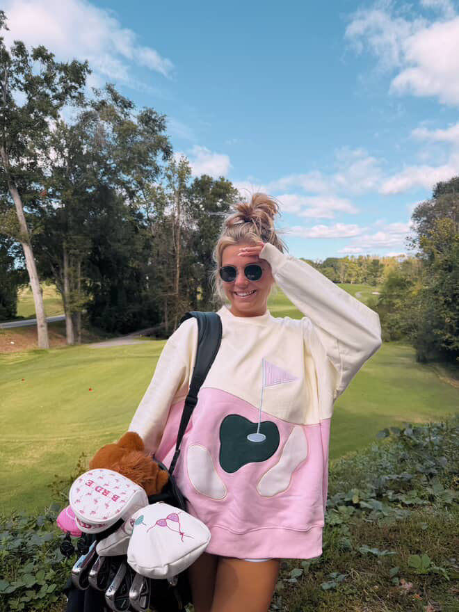 Golfing On The Green Mockneck Sweatshirt 100% Cotton