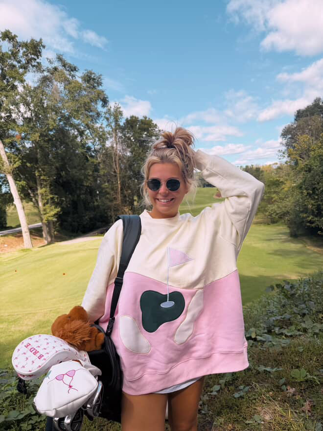 Golfing On The Green Mockneck Sweatshirt 100% Cotton