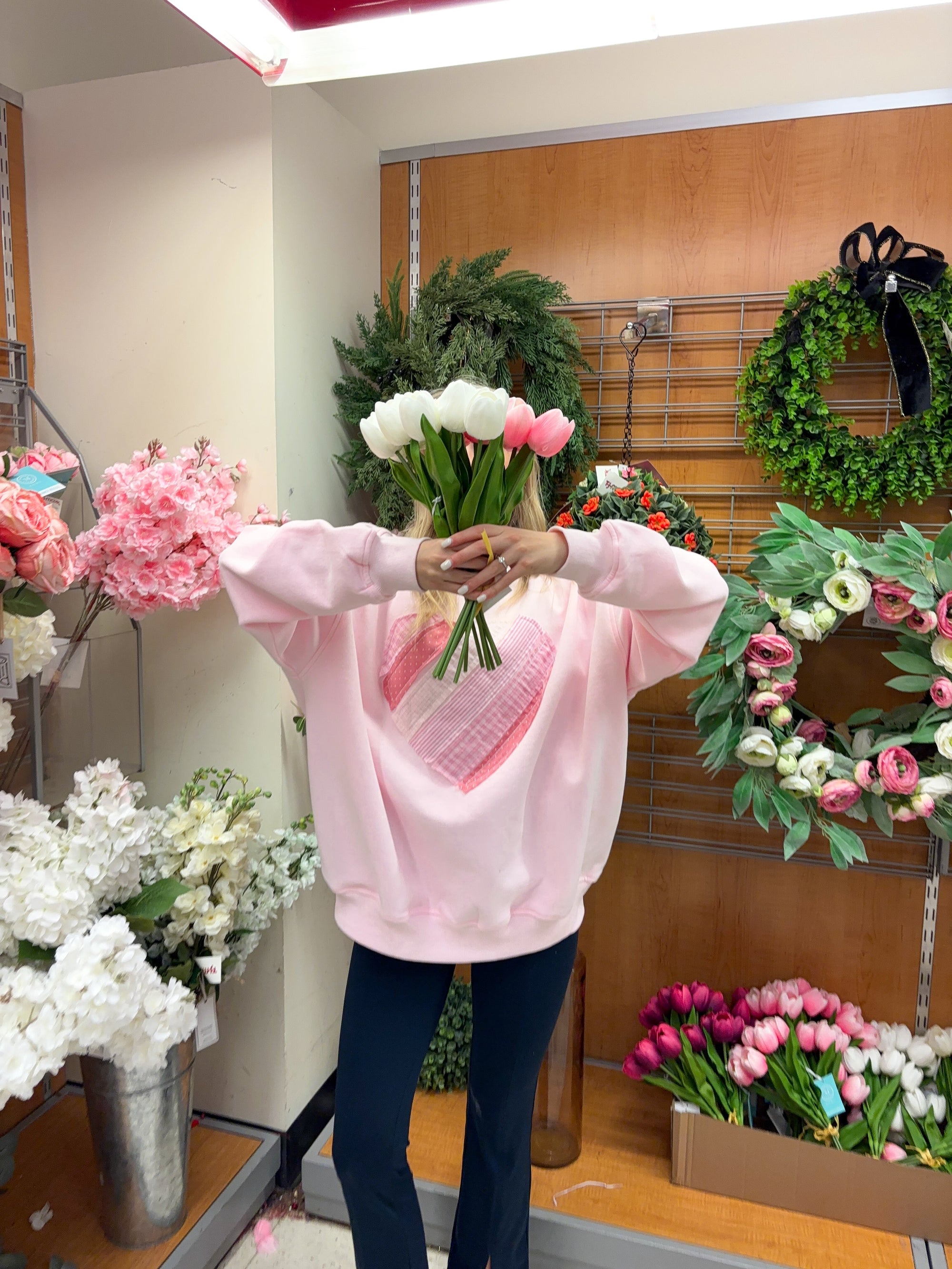 Light Pink Heart Mockneck Sweatshirt