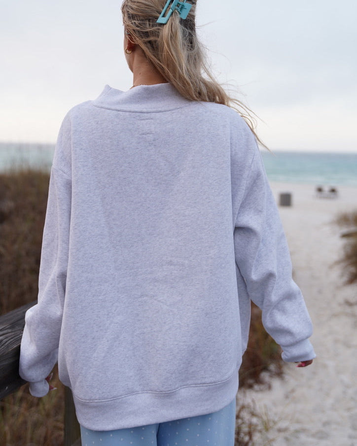 Polka Dot Sailboat Embroider Mockneck Sweatshirt