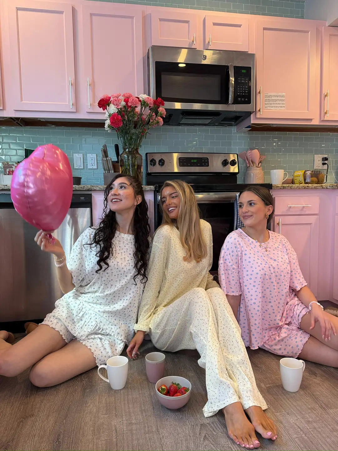 Lemon Floral Long Sleeve Pajama Top