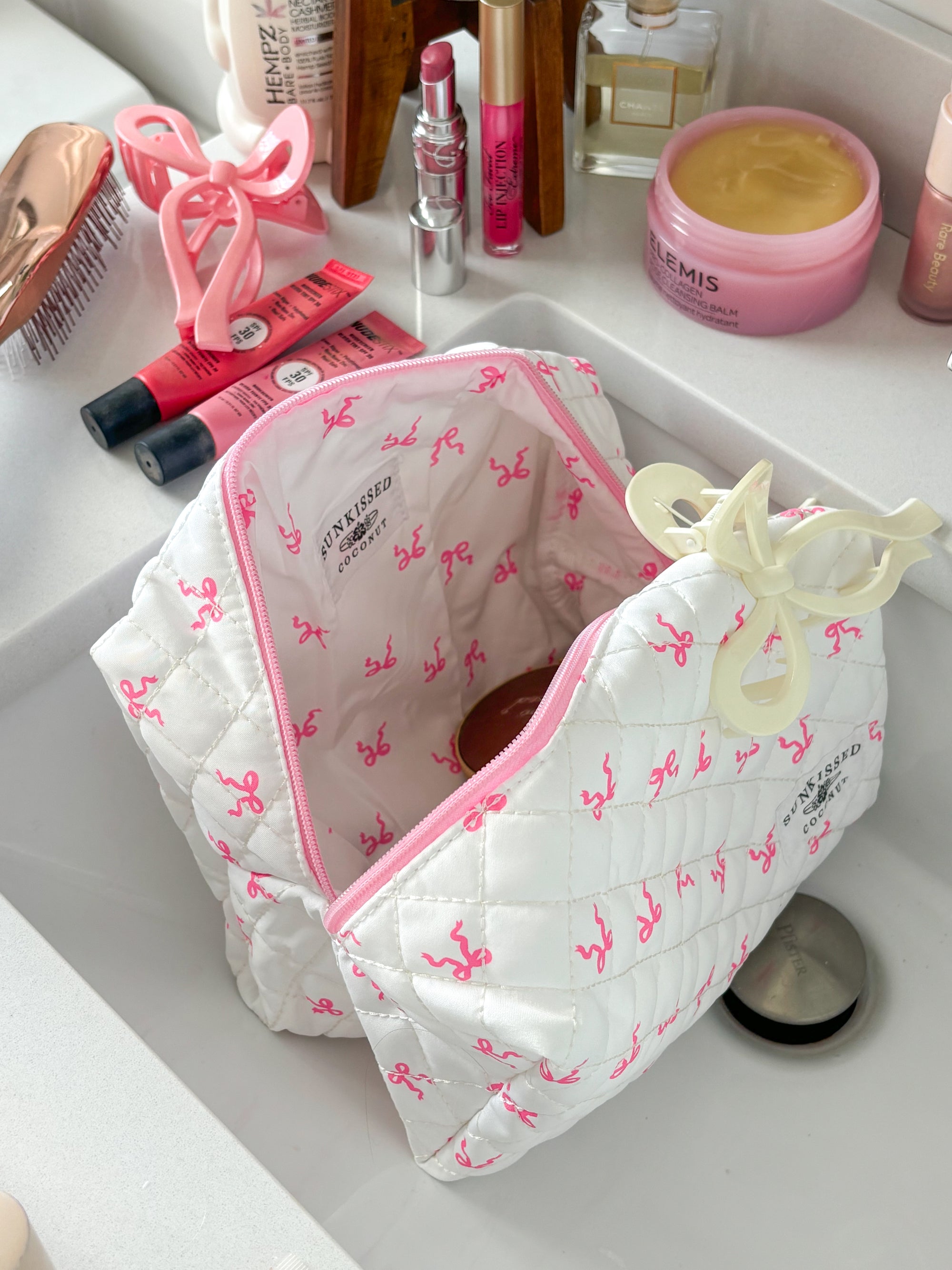 Large Coquette Ribbon Bow Handmade Travel Bag