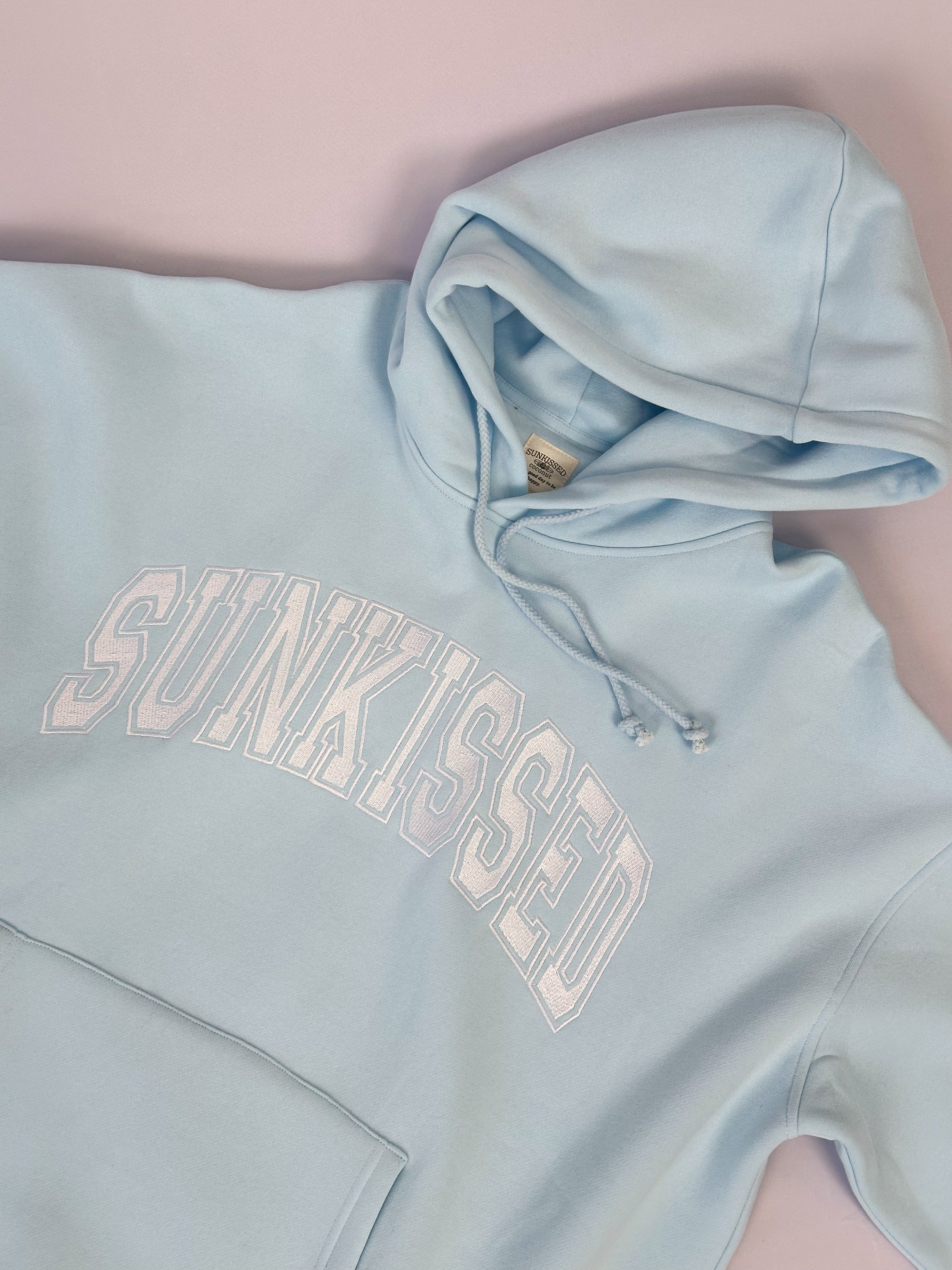 Icy Blue Sunkissed Varsity Embroider Hoodie